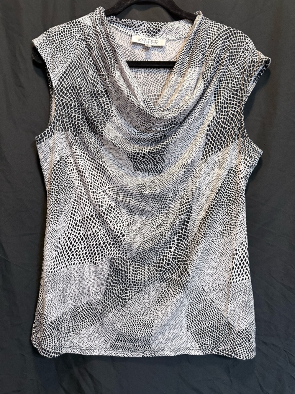 Kasper Black and White Cowl Neck Sleeveless Camisole